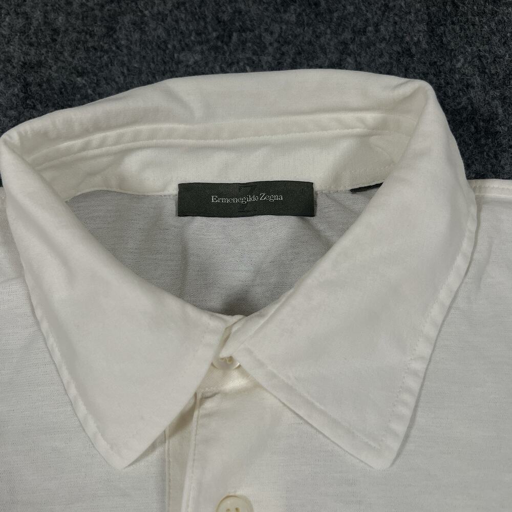 ERMENEGILDO ZEGNA Short Sleeve Cotton Polo Shirt Men's Medium White